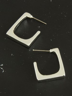 Kare Yeni Sezon Metal Küpe-Gümüş Rengi