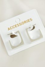 Kare Yeni Sezon Metal Küpe-Gümüş Rengi - Görsel 2