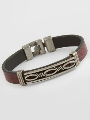 Sonsuzluk Kaliteli Suni Deri Bileklik-Bordo