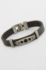 Noktalı Kaliteli Suni Deri Bileklik-Siyah - Görsel 2