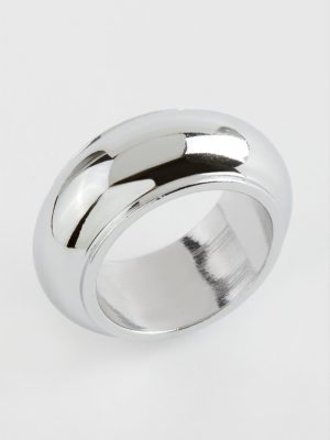 Bombeli Metal Yüzük-Gümüş Rengi