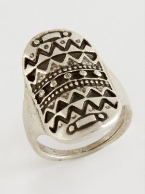 Osmanlı İşlemeli Metal Yüzük-Gümüş Rengi