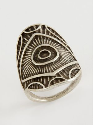 Osmanlı İşlemeli Metal Yüzük-Gümüş Rengi