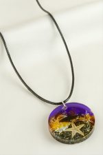 Köpek Balığı Deniz Efektli Epoksi Kolye-Mor - Görsel 3