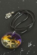 Köpek Balığı Deniz Efektli Epoksi Kolye-Mor