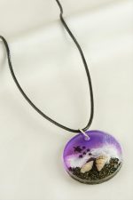 Kaplumbağa Deniz Efektli Epoksi Kolye-Mor - Görsel 2