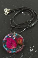 Begonvil Çiçeği Epoksi Kolye-Pembe