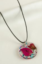 Begonvil Çiçeği Epoksi Kolye-Pembe - Görsel 3