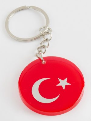 Ay Yıldız Epoksi Anahtarlık-Gümüş Rengi