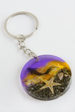 Balık Deniz Efektli Epoksi Anahtarlık-Mor