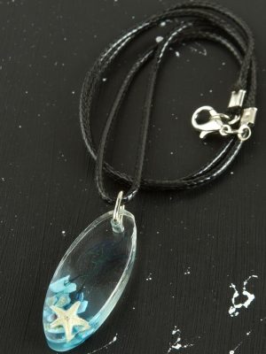 Elips Epoksi Kolye-Mavi