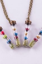 Çuvuk Mantar Tıpalı Fanus Canlı Kolye-Gümüş Rengi