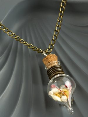 Mantar Tıpalı Fanus Canlı Kolye-Antik