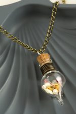 Mantar Tıpalı Fanus Canlı Kolye-Antik - Görsel 2