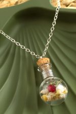 Mantar Tıpalı Fanus Canlı Kolye-Gümüş Rengi - Görsel 2