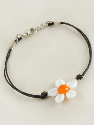 Papatya Cam Bileklik-Beyaz