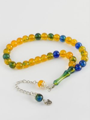 Renkli Plastik Tesbih 9 mm-Koyu Sarı