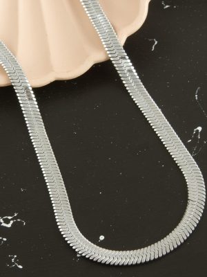 Lüx İtalyan Çelik Zincir Kolye 45CM-Gümüş Rengi