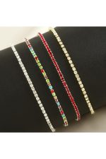 2 mm Minik Şerit Taşlı Suyolu Bileklik-Kırmızı - Görsel 2