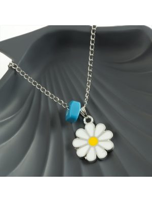 Papatya Mineli Kolye-Gümüş Rengi