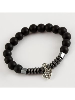 Hematit Mat Onix Doğaltaş Bileklik-Siyah