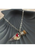 Çiçek Fanus Canlı Kolye-Gümüş Rengi - Görsel 2