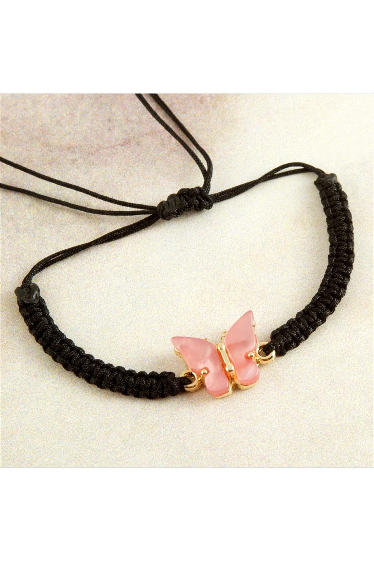 1202936_Kelebek-Sedef-Makrome-Orgulu-Bileklik-1e8d.jpg Kelebek Sedef Makrome Örgülü Bileklik-Siyah - Görsel 2