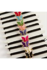 Kelebek Sedef Makrome Örgülü Bileklik-Siyah