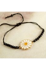 Papatya Kristal Bileklik-Siyah