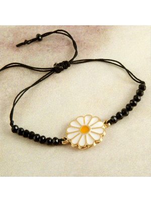 Papatya Kristal Bileklik-Siyah