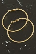 Ezme Lüks Çelik Halka Küpe 4 cm-Sarı - Görsel 2