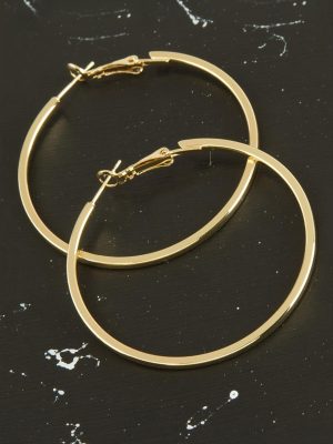 Ezme Lüks Çelik Halka Küpe 4 cm-Sarı