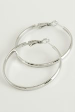 Lüks Çelik Halka Küpe 4,5 cm-Gümüş Rengi - Görsel 2