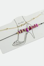 2 Adet Kırık Doğaltaşlı Zincir Halhal-Pembe