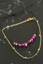 2 Adet Kırık Doğaltaşlı Zincir Halhal-Pembe - Görsel 2