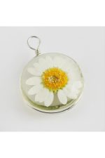 Papatya Canlı Kolye Ucu 2,5 cm-Beyaz - Görsel 2