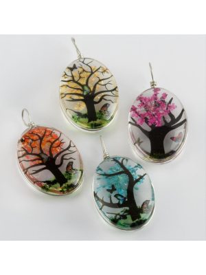 Oval Canlı Kolye Ucu 3 cm-Renkli