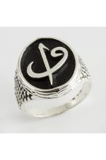 ELif Vav Metal Erkek Yüzük-Gümüş Rengi