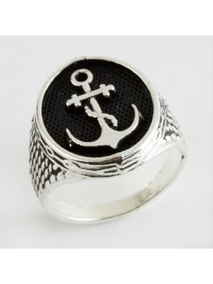 Çapa Metal Erkek Yüzük-Gümüş Rengi