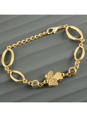 Yonca Taşlı Trend Bileklik-Sarı