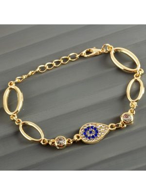 Oval Taşlı Trend Bileklik-Sarı