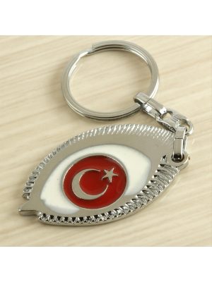 Ay Yıldız Metal Anahtarlık-Kırmızı