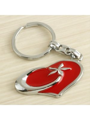 Kalp Ay Yıldız Metal Anahtarlık-Gümüş Rengi