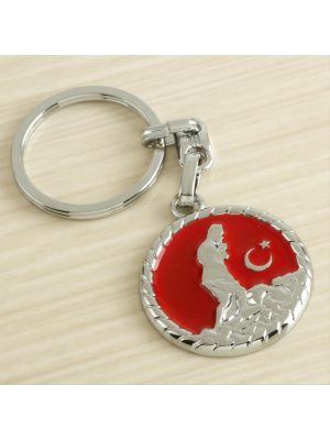 Ay Yıldız Kemal Atatürk Metal Anahtarlık-Siyah