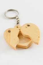 Kalp Açılıp Kapanır Ahşap Anahtarlık-Kahverengi - Görsel 3