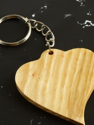 Kalp Ahşap Anahtarlık-Kahverengi
