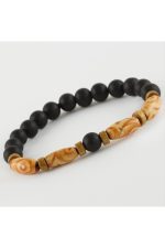 Onix Ahşap Trend Yeni Sezon Doğaltaşlı Bileklik-Siyah