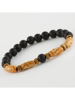 Onix Ahşap Trend Yeni Sezon Doğaltaşlı Bileklik-Siyah