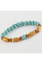 Turkuaz Ahşap Trend Yeni Sezon Doğaltaşlı Bileklik-Turkuaz - Görsel 2