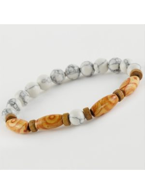 Ceyt Ahşap Trend Yeni Sezon Doğaltaşlı Bileklik-Beyaz